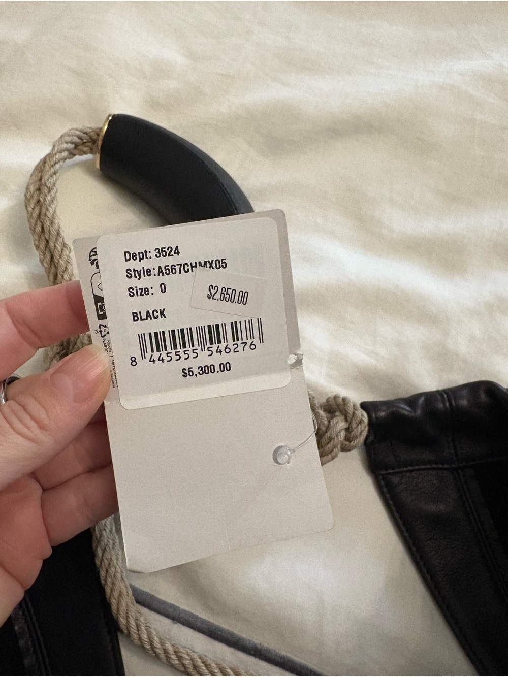 Loewe XL squeeze cord Black Leather Tote with Rope Strap - Picture 3 of 7